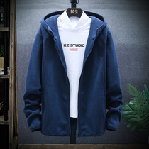 Double-sided fleece jacket mens and womens hooded fleece sweater cardigan outdoor warm plus velvet thickened assault jacket liner