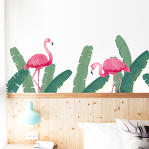 Flamingo wallpaper self-adhesive room bedside bedroom wall decorations stickers warm stickers living room entrance wall stickers