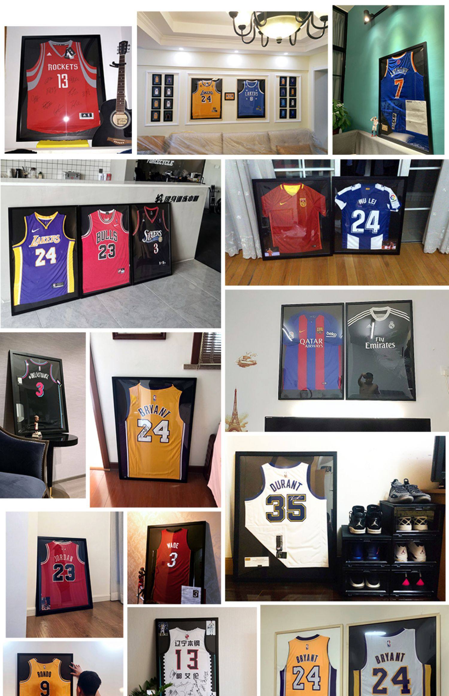 球衣相框装裱 挂墙足球蓝球网球纪念收藏展出衣框球衣框定 做