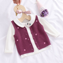 2021 new 3 months baby autumn one year old baby knitted vest vest 6 fashion princess girls sweater