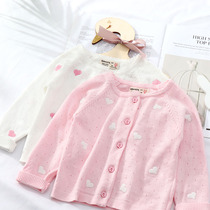 2021 new 3 months baby spring and autumn 5 girls knitted cardigan 1 year old baby jacket 6 newborn sweater thin section