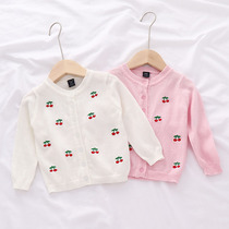 Baby knitted cardigan pure cotton 1-3 year old girl air conditioning sweater 2021 Spring and summer thin baby coat princess sweater