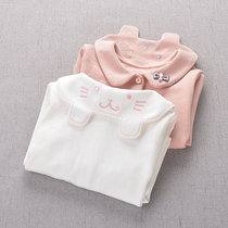 Baby base shirt lapel long sleeve Girls T-shirt shirt 1-3 years old baby doll shirt 2021 new spring and autumn cotton