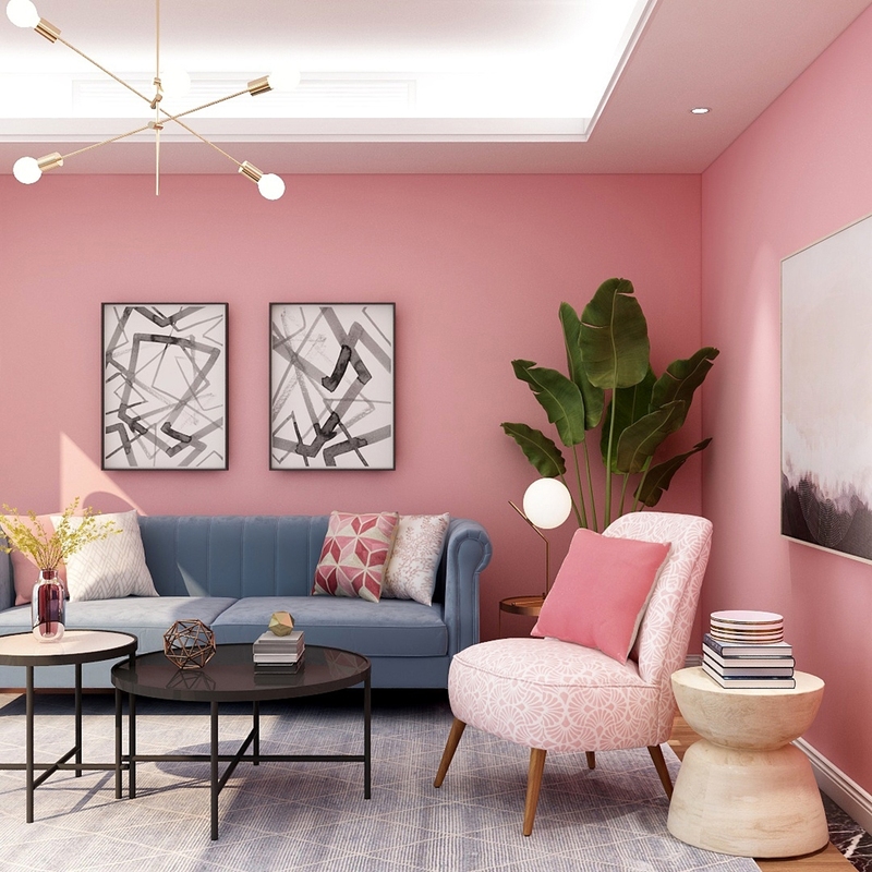 ins风粉色系客厅
