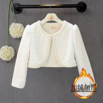 Girls Velvet Lace dress Small Coat Children princess dress Long sleeve shawl Flower girl with wedding dress outside cardigan thick