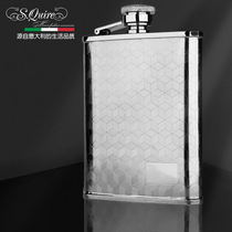 St Joy Diamond pattern 6 oz small jug portable outdoor portable stainless steel white flat jug mini set men