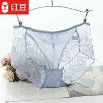 Red bean lace mesh briefs ladies soft skin-attached panties womens smooth fresh sexy 3 panties