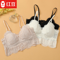 Red bean ladies lace-trimmed bra comfortable sexy detachable chest pad gathered type bra