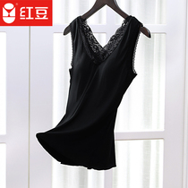 Red bean lace V-neck vest with chest cushion underwear Modal Ladies vest slim inside and outside wearing a tank top