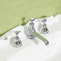 Over WS Exit UK Original Single NP Mouth Ceramic Double Switch Handle Three Holes English Style Retro Surface Basin Tap