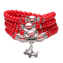 Crystal file this year national style jewelry twelve Zodiac cattle imitation red cinnabar bracelet womens Japanese and Korean accessories bracelet