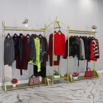 Golden wrought iron clothing store display rack womens rack bird cage bag rack light luxury floor hanger display rack