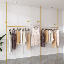 Light luxury iron clothing store display stand gold womens clothing store wall hanger hanging floor rack childrens clothing by wall frame