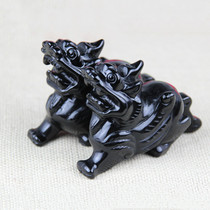 Natural obsidian Pale ornament Pair Home Office Jewelry Opening Gift Large Picchu Mascot