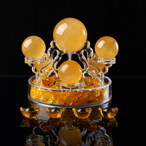 Natural yellow crystal ball colorful purple pink crystal seven-star array ornaments company opening gift home living room decorations