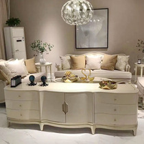 American light luxury solid wood TV cabinet coffee table combination living room audio-visual cabinet white postmodern simple decorative cabinet complete