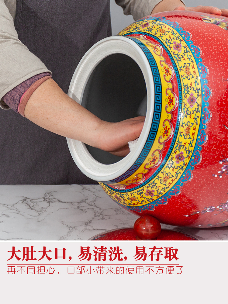 Jingdezhen ceramic barrel ricer box 20 jins 30 jins of 50 pounds to take rice storage box cover household moistureproof insect - resistant rice pot