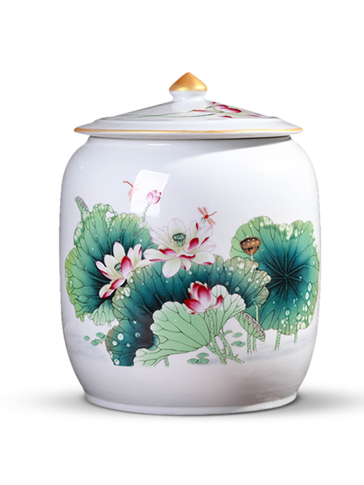 Jingdezhen ceramic bread seven pu 'er tea box store receives large household tea, green tea powder POTS moistureproof tea warehouse