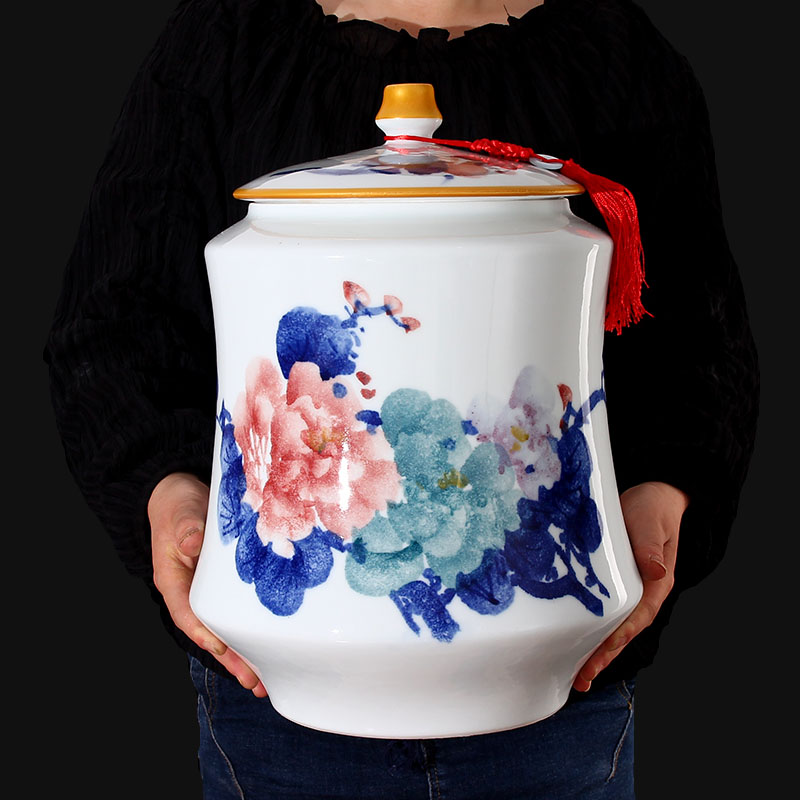 The Big number last come to jingdezhen ceramic tea pot of tea ware store household cylinder twelve loaves pu - erh tea storage tanks