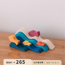 AVDAR TOYS Wave small fish puzzle children adult building block toys creative home decoration wooden craft