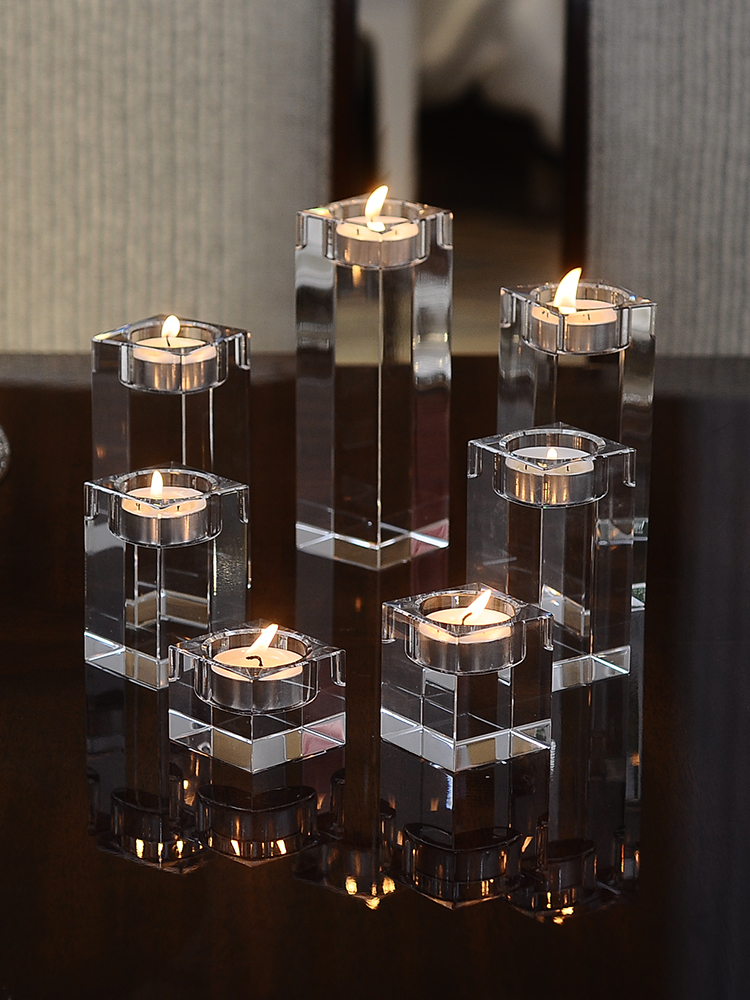 Crystal Glass Small Candle Holder Romantic Candlelight Dinner Props Western Restaurant Bar KTV Wedding Crystal Candlestick