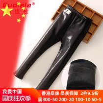 Girls pants childrens leggings 2021 new autumn and winter clothes plus velvet padded leather pants women baby wear trousers tide