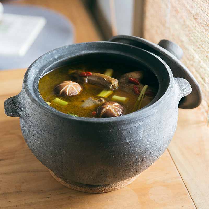 荥经黑砂锅传统手工土砂锅煲汤耐高温家用明火砂锅炖锅无釉陶瓷