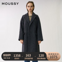 MOUSSY spring and autumn new temperament lapel long woolen coat coat female 010DAG30-6320