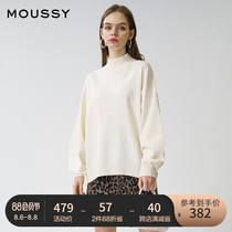 MOUSSY spring and autumn new simple solid color turtleneck lantern sleeve casual sweater 010DAW70-5880