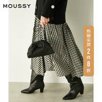 MOUSSY SPRING and Autumn high waist CHECK asymmetrical casual skirt 010DS530-1280