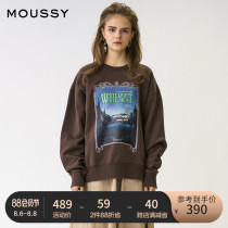 MOUSSY SPRING and AUTUMN new VINTAGE POSTER printing round NECK LOOSE CASUAL SWEATER 010DAE90-5950