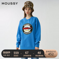 MOUSSY SPRING and AUTUMN new ROUND NECK PATCH PRINTING LOOSE CASUAL PULLOVER SWEATER 010DAQ90-5560