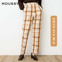 MOUSSY 2021 spring new high waist bag straight casual trousers women 010ESW30-0310