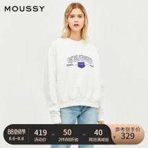 MOUSSY spring and autumn new round neck embroidered letters loose casual pullover SWEATER 010DAW90-5910