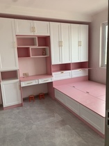 Tatami bed wardrobe integrated small family childrens room desk bookshelf girl secondary bedroom combination multi-functional stepping Rice