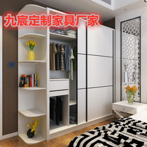 Special price overall assembly modern simple black and white large wardrobe sliding door sliding door bedroom solid wood wardrobe custom furniture