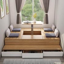 Customized tatami bed with lifting platform multi-function storage bed small apartment modern simple floor stepping rice bed