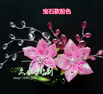 Drama floral headdress temples flower silk flower sideburns flower silk double crystal beads double flower