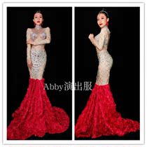 Nightclub bar ds female singer host mermaid dress evening dress costume sexy stage costume