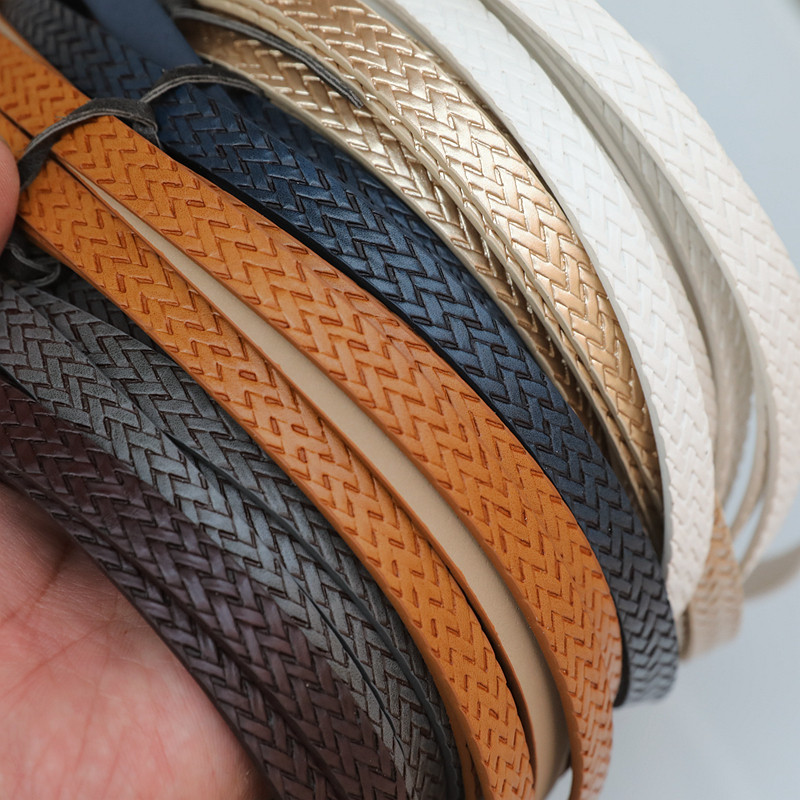 diy手工皮绳10mm宽彩色编织压纹皮条手链绳箱包抽带绳s54