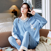 Sleepwear Woman Spring Autumn Season 2021 New Pure Cotton Long Sleeve Thin SWEET CARTOON AUTUMN WINTER BESTIE Residence Suit Suit