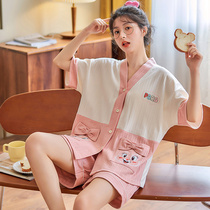 Sleepwear Womens Summer Pure Cotton Short Sleeve Shorts Cardiovert Day Style Kimono Kimono Suit New Cartoon Thinness Suit