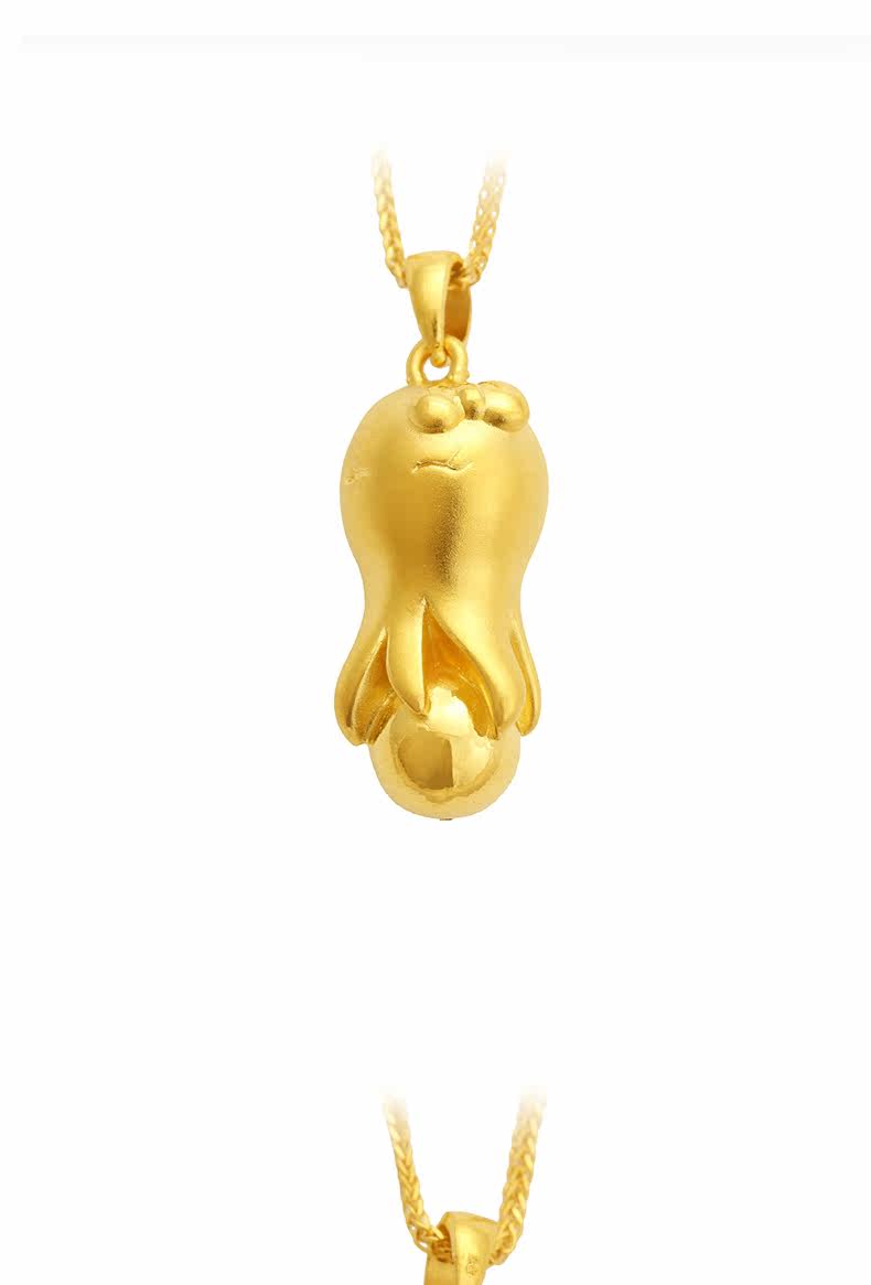 鑫万源黄金吊坠女款3d硬金首饰品999足金章鱼24k纯金项链挂坠正品