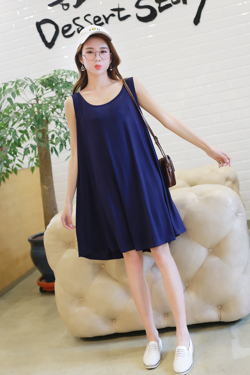 女士夏装胖MM加肥加大中长款连衣裙宽松大码