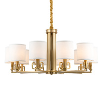 Chinese living room LED all copper chandelier Hall simple linen dining hall lamp living room bedroom Study LED all copper hanging lighting