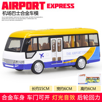 Caiber alloy car city bus bus bus model toy sound and light return force door box boy