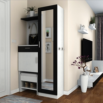Simple modern solid wood shoe cabinet Hall Cabinet multi-function locker double-sided porch partition cabinet dressing mirror