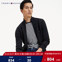 Tommy Mens Autumn New Solid Color Stand-neck Cardigan Sweater Knitting-MW0MW11663