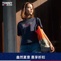 TOMMY JEANS WOMAN DRESS TRENDY PURE COTTON COLORED LETTERS ROUND COLLAR SHORT SLEEVE T-SHIRT DW0DW08048