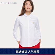 TOMMY HILFIGER Womens Early Spring Simple Solid Color Long Sleeve Shirt-WW0WW24129